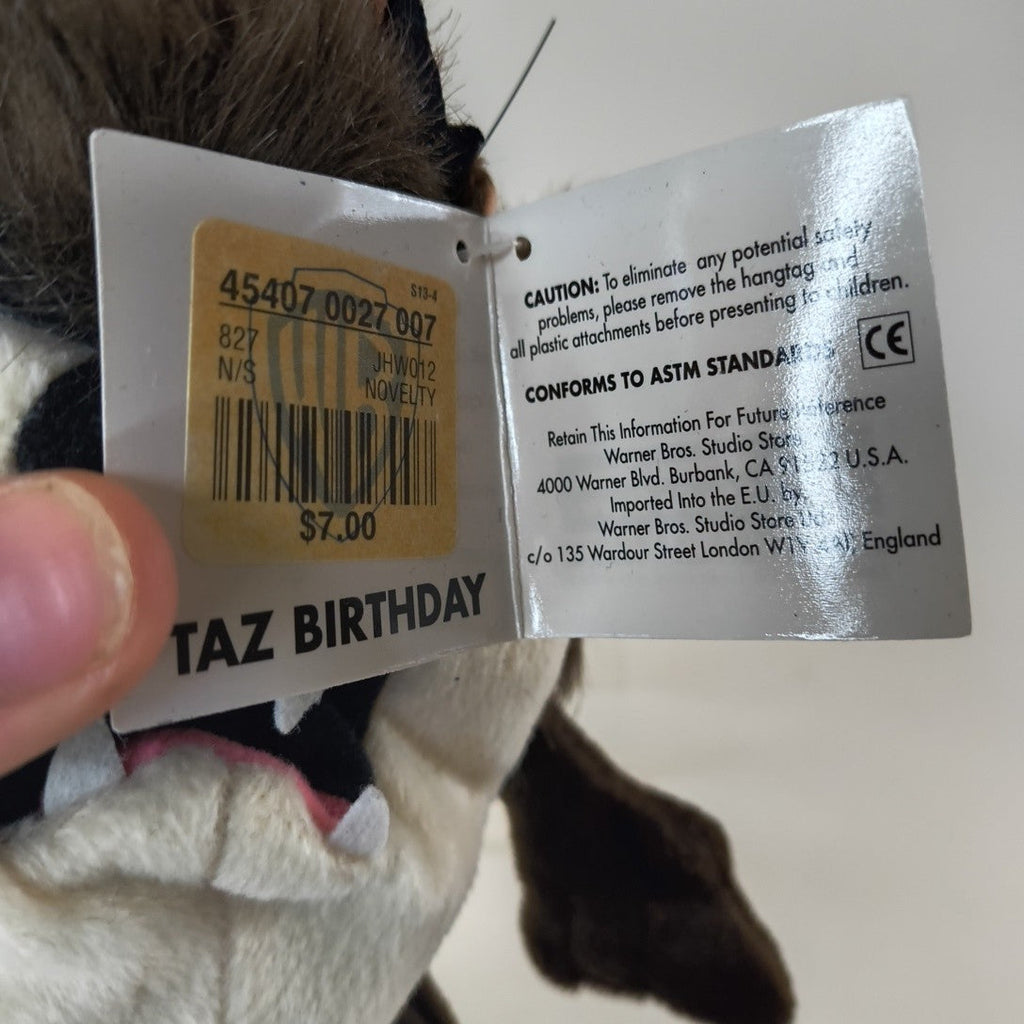 Taz Birthday Bean Bag Plush — Looney Tunes | 1998, NWT, Like New — photo 5